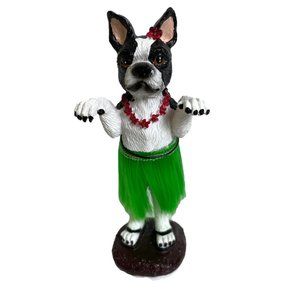 Hula Boston Terrier Gift Dog Doll Dashboard Car Accessories Bobblehead